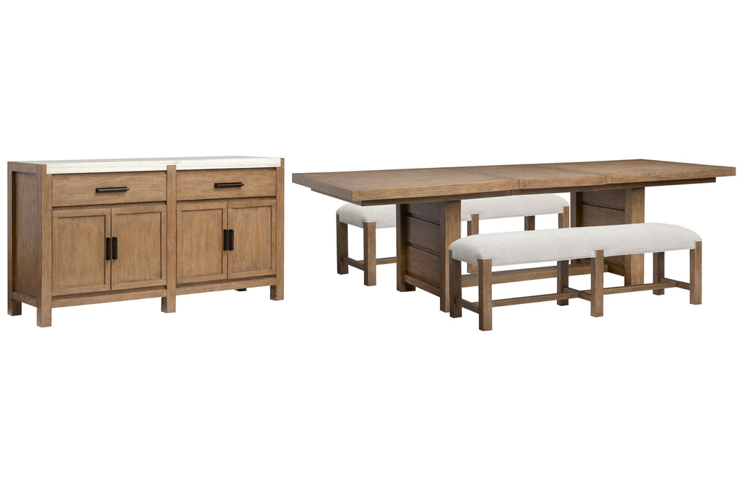Plum Creek - Trestle Dining Table Set Magnussen Furniture