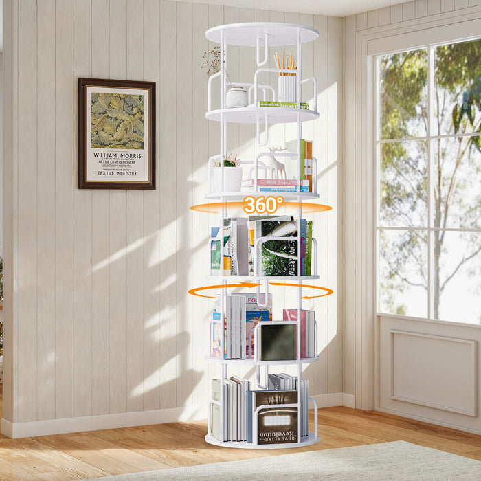 Rotating Bookshelf Tower 5 Tier Spinning 360 Degree Revolving Storage Shelf Home Essentials
