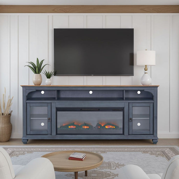 Fireplace TV Stand For TVs Up To 95" - Blue Home Essentials
