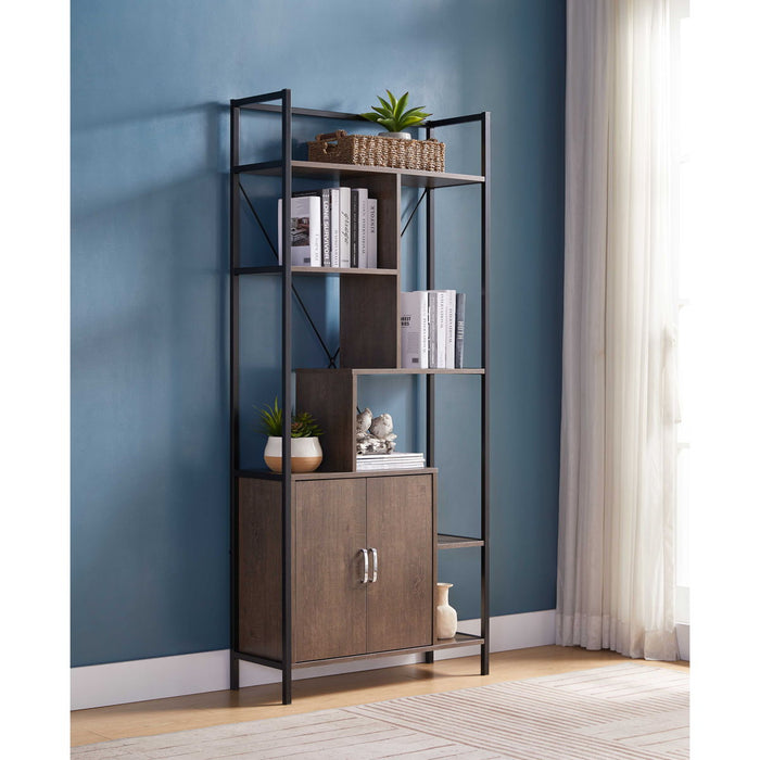 Modern Bookcase With Two Door Storage Cabinet With Two Shelves