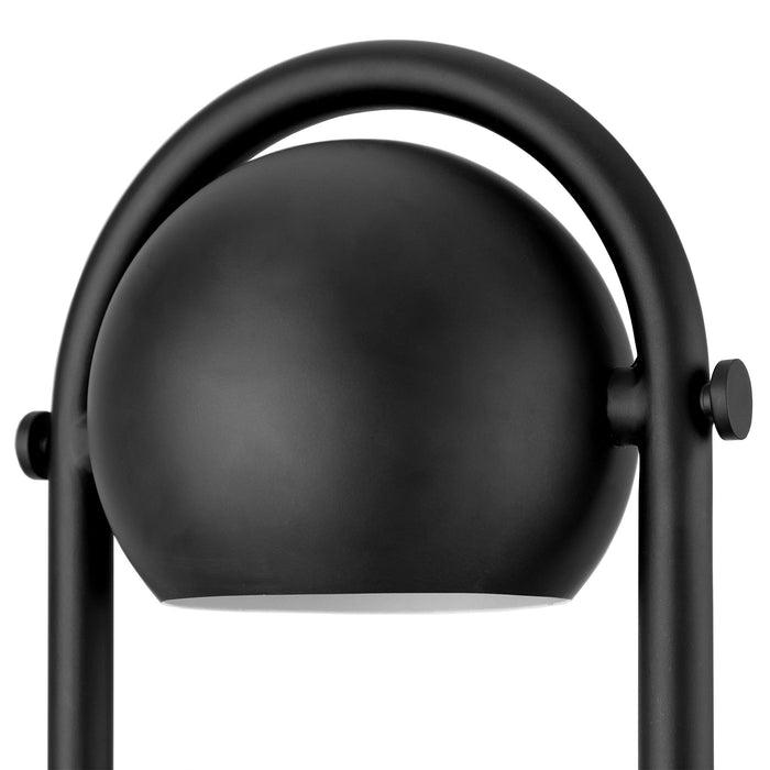 Column Floor Lamp With Black Globe Shade - Black