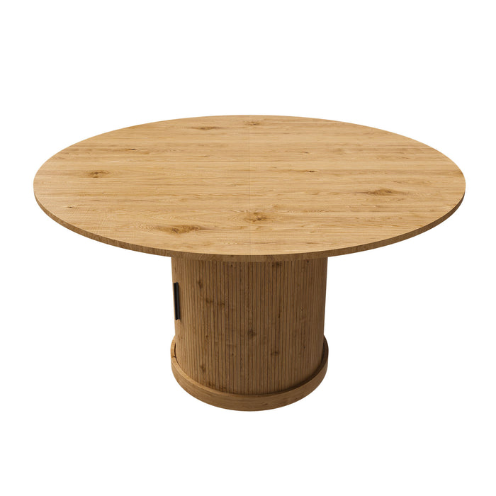 Extendable Oval Dining Table With 2 Tier Storage - Oak Home Essentials
