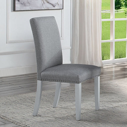 Lanton - Side Chair (Set of 2) - Gray Linen & Antique White ACME