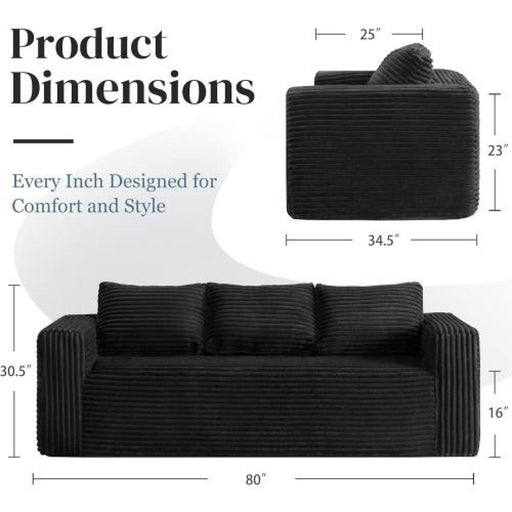 Cloud Loveseat Sofa Couch, Compressed - Black Home Essentials