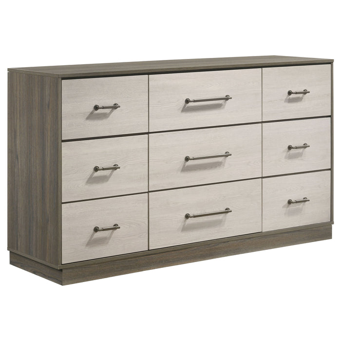 Edmondson - 9 Drawer Dresser With Hidden Jewelry Tray - Natural / Gray Furniture Max