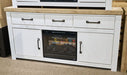 Savonport - XL TV Stand With Fireplace Option - White / Brown Signature Design by Ashley®