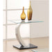 Terrell - Satin Rectangular Glass Top End Table - Silver Furniture Max