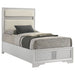 Panel Bed With Padded Headboard And Glittering Accent Stripes Furniture Max