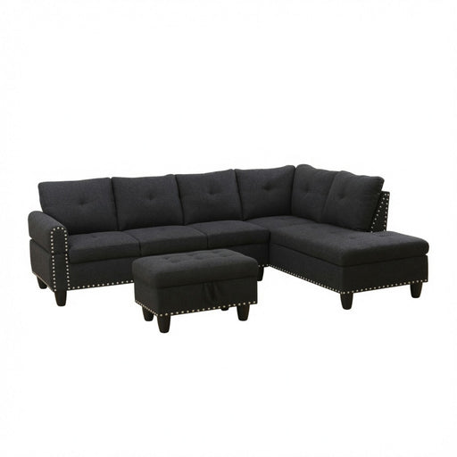 L - Shaped 3 Piece Sectional Sofa With Chaise, Storage Ottoman & Cup Holders Home Essentials