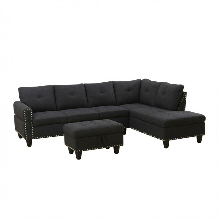L - Shaped 3 Piece Sectional Sofa With Chaise, Storage Ottoman & Cup Holders Home Essentials
