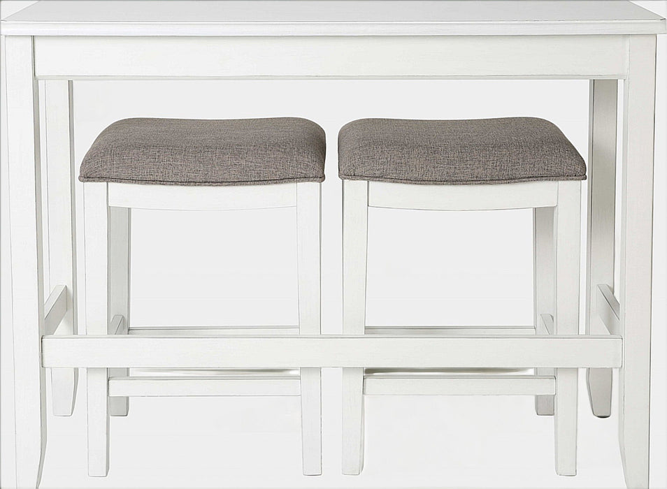 Solid Wood Backless Bar Chair - Light Gray / White