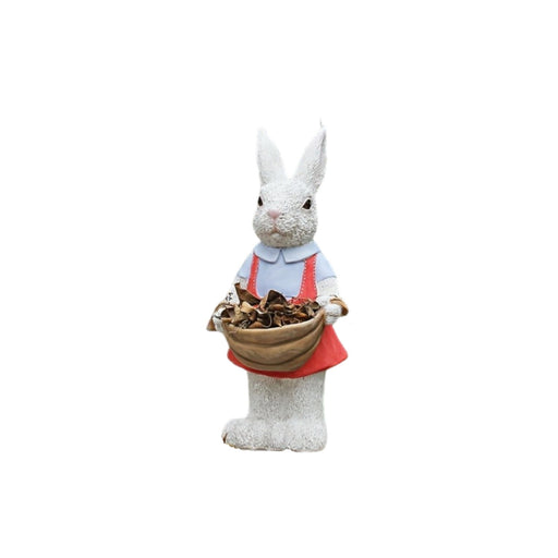 Whimsical Rabbit Statue Flower Pot Ornament, Garden Decor - Pink / White Home Essentials