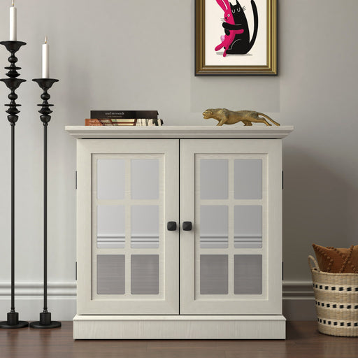 Sideboard Cabinet With Mirrored Doors, Adjustable Shelf, Metal Handles Home Essentials