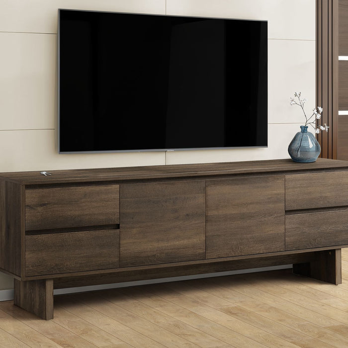 TV Stand With Storage Drawers And Cabinet - Brown 8th Street