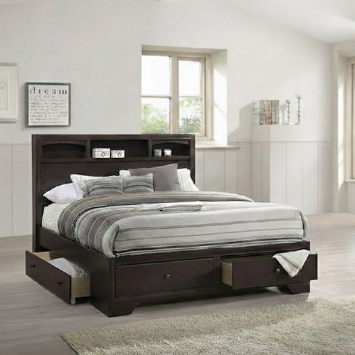 Queen Size Bed With Storage Drawers And Headboard - Brown Mix Home Essentials