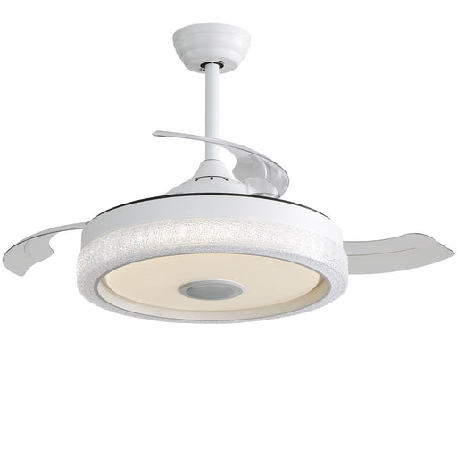 Invisible Ceiling Fan With Remote Control And 36W LED Light, 120V DC Motor, 3 Blades - White Daily Nest