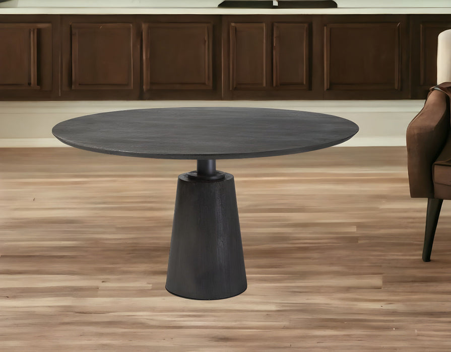 Solid Wood Top With Brown Metal And Wood Base Dining Table - Brown