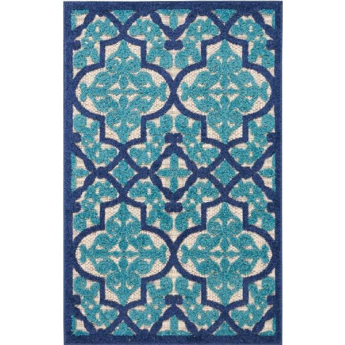 10' X 13' Ikat Non Skid Indoor / Outdoor Area Rug - Navy