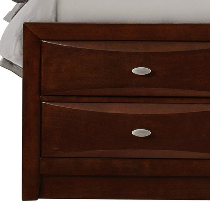 Solid Wood Queen Eight Drawers Bed - Merlot