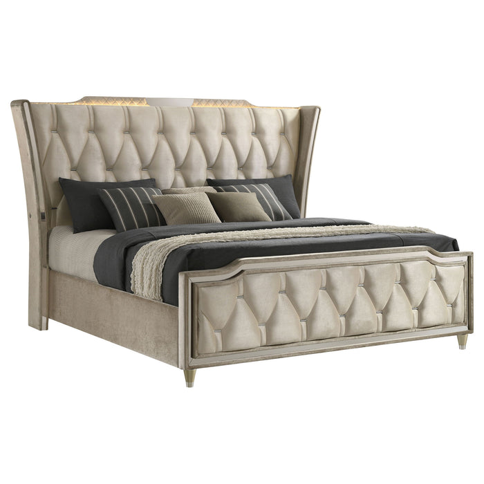 Mika - LED Upholstered Bed With Tufted Wingback Headboard And Ambient Lighting Furniture Max