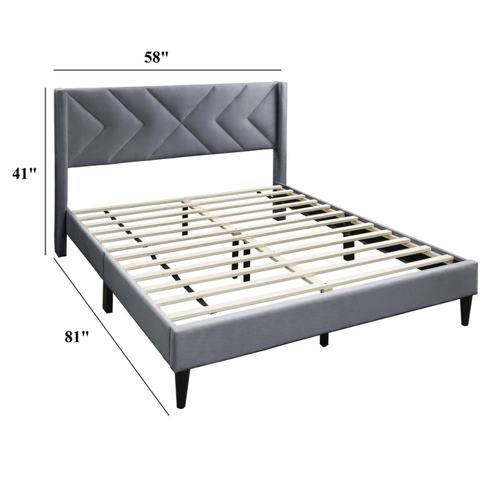 Elegant Bed With Upholstered Headboard, Platform Base Home Essentials