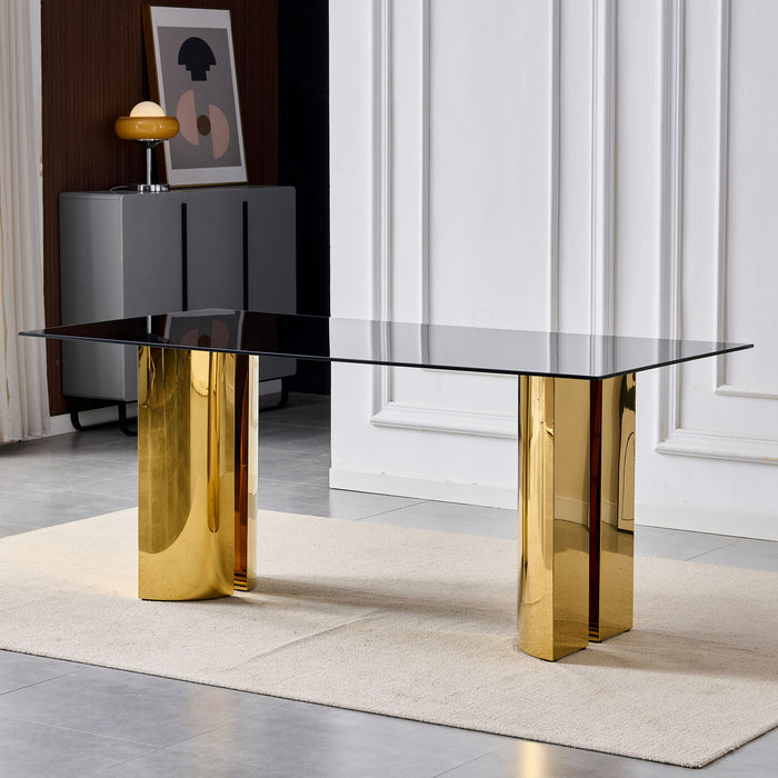 Rectangular Dining Table - Gold / Black Home Essentials