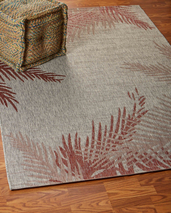 5' X 7' Floral Outdoor / Indoor Area Rug - Beige