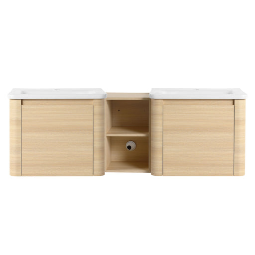 Wall Mounted Bathroom Vanity With Sink And Storage Shelves, Soft Close Doors Home Essentials