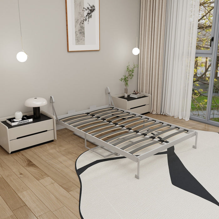 Queen Size Cabinet Wall Bed Mechanism With Desk Panel - Gray Home Essentials