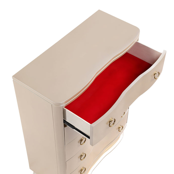 Flora - 5 Drawer Chest With Vertical Storage, LED Lighting - Champagne Matrix Furniture Group