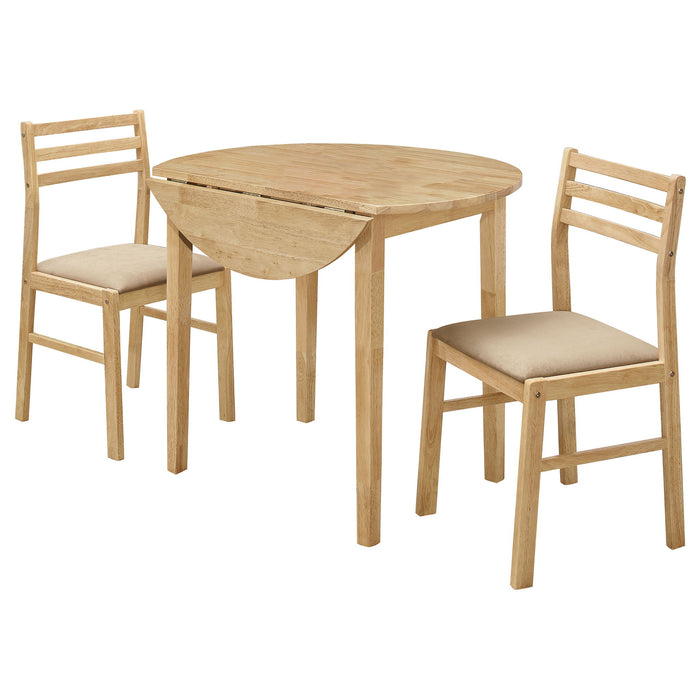 3 Piece Dining Set With Drop Leaf Table And Upholstered Chairs Furniture Max