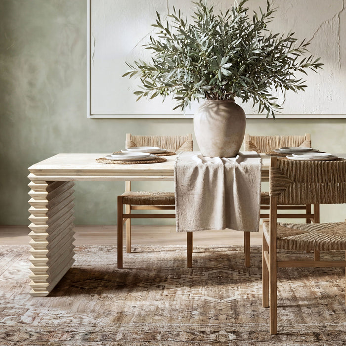 Veda - Geometric Waterfall Dining Table - White Jennifer Taylor Home