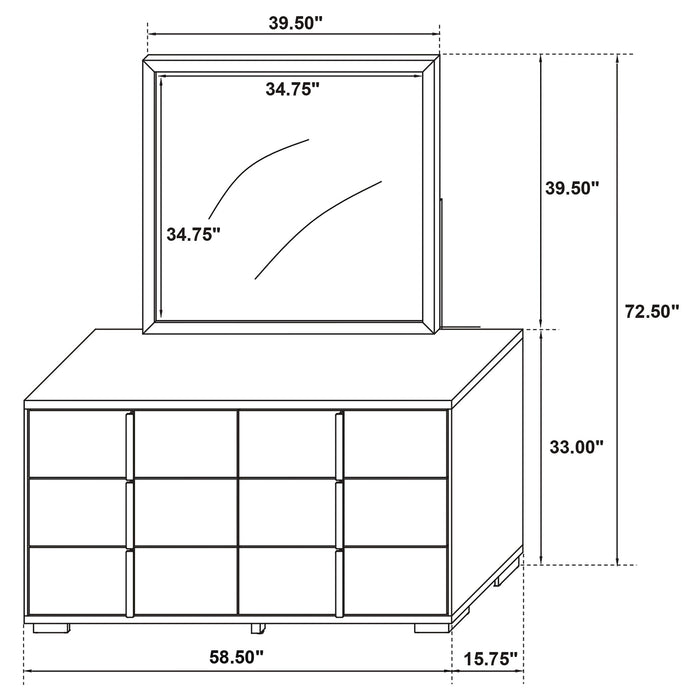 6 Drawer Dresser With Mirror - White Furniture Max
