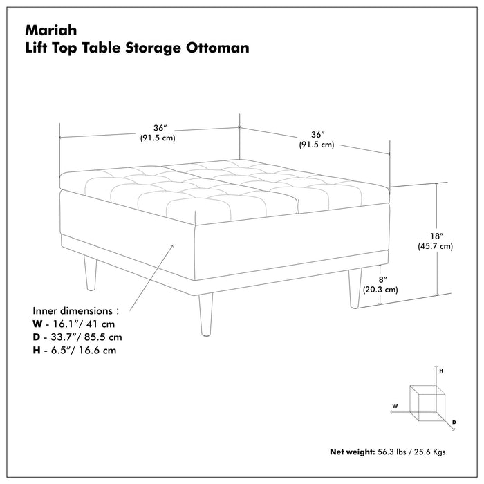 Mariah - Upholstered Lift Top Table Storage Ottoman Simpli-Home