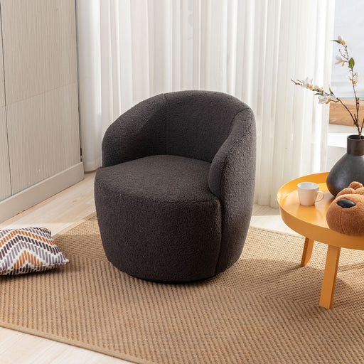 Teddy Fabric Swivel Accent Armchair Barrel Chair With Powder Coating Metal Ring Home Essentials