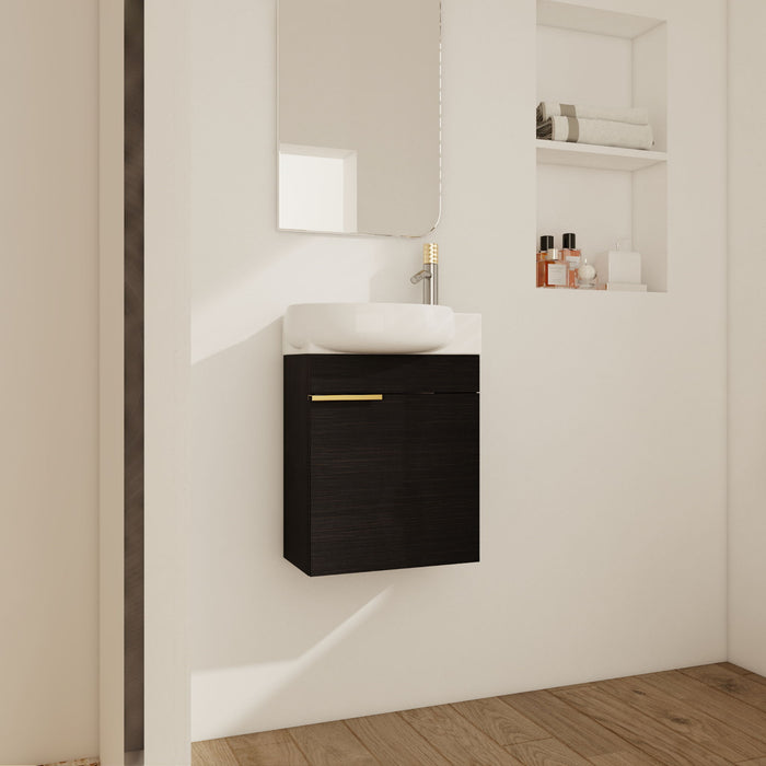 Soft Close Doors Bathroom Vanity With Sink, Compact Wall Mounted Design Basin Home Essentials