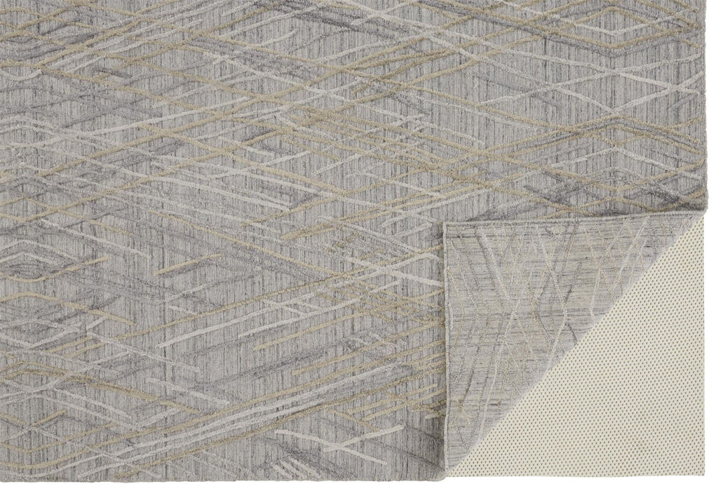 Hand Woven Area Rug - Abstract Gray And Ivory - 5' X 8'