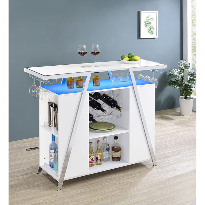 Katia - Wine Cabinet With LED Home Bar, 12 Bottle Storage - Gloss White Furniture Max