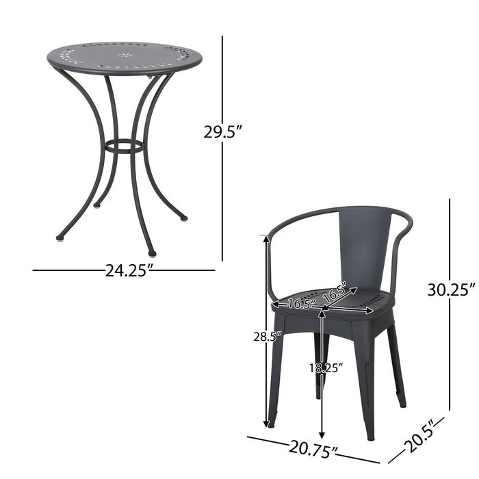 Ambrosia - 3 Piece Bistro Set With Leaf Motifs Top And Seat