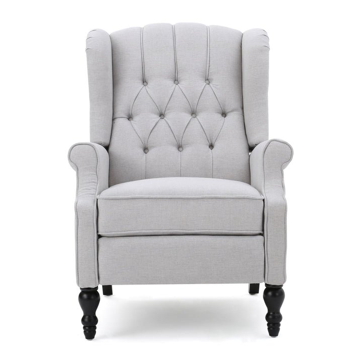 Armchair Recliner With Pushback Mechanism And Wingback Design Noble House