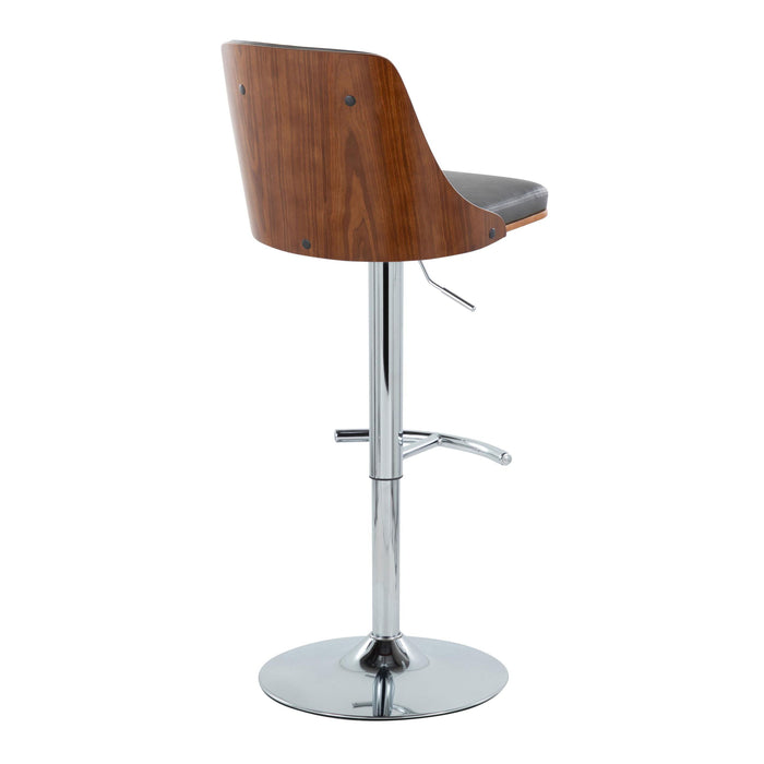 Gianna - Mid Century Modern Adjustable Barstool With Swivel With Rounded T Footrest (Set of 2)