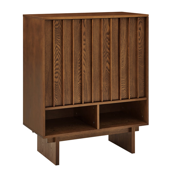 Sideboard Buffet Cabinet With Grille Slat Design With 3 Doors And Adjustable Shelves Home Essentials