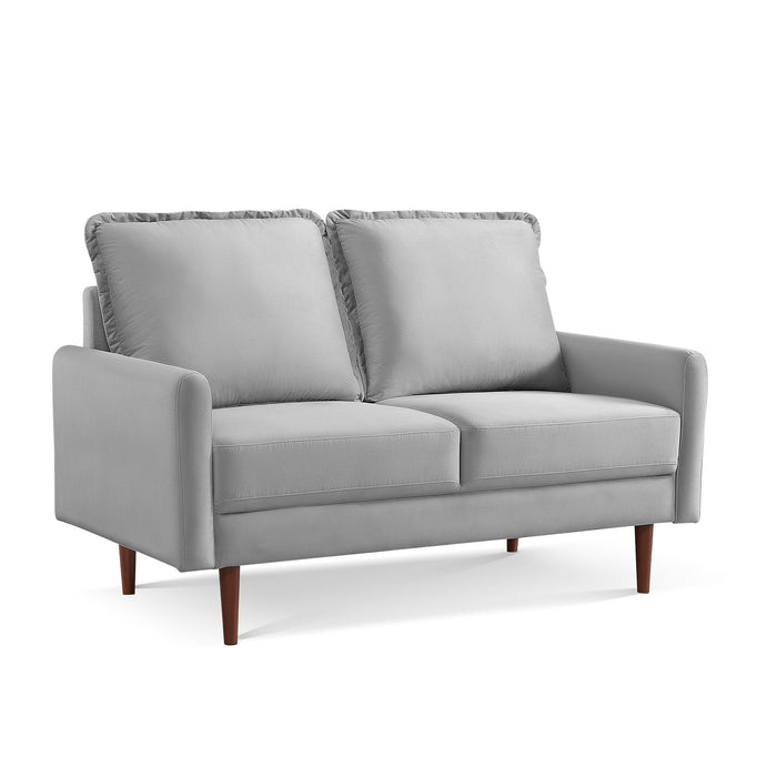 Loveseat Velvet - Gray / Dark Brown