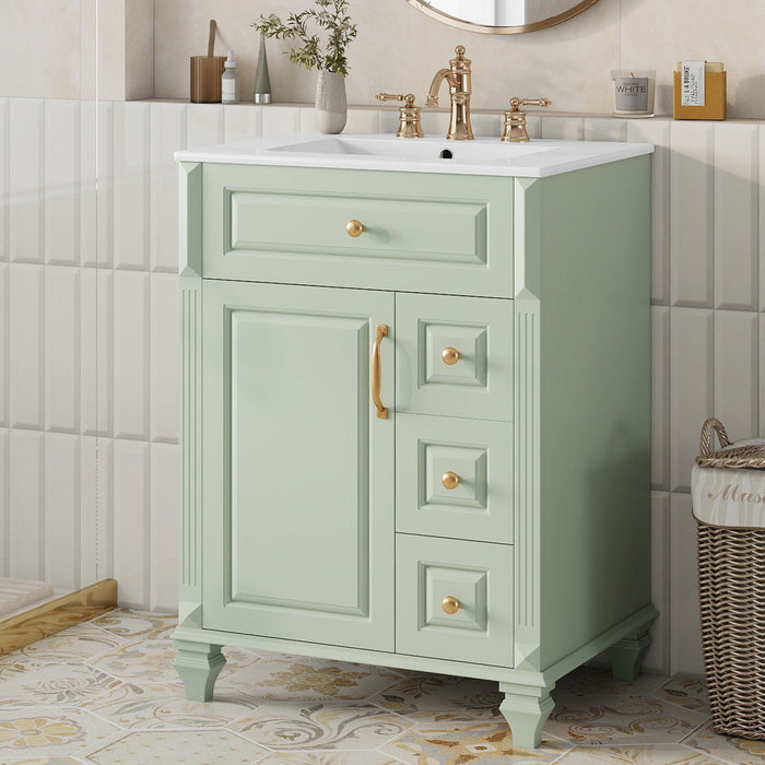 Freestanding Bathroom Vanity With Sink, 3 Drawers & Flip-Out Drawer Hearth and Haven
