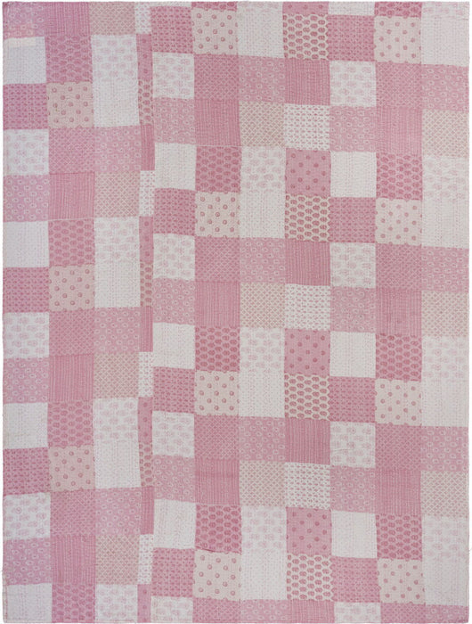 Knitted, Cotton Geometric Throw - Pink