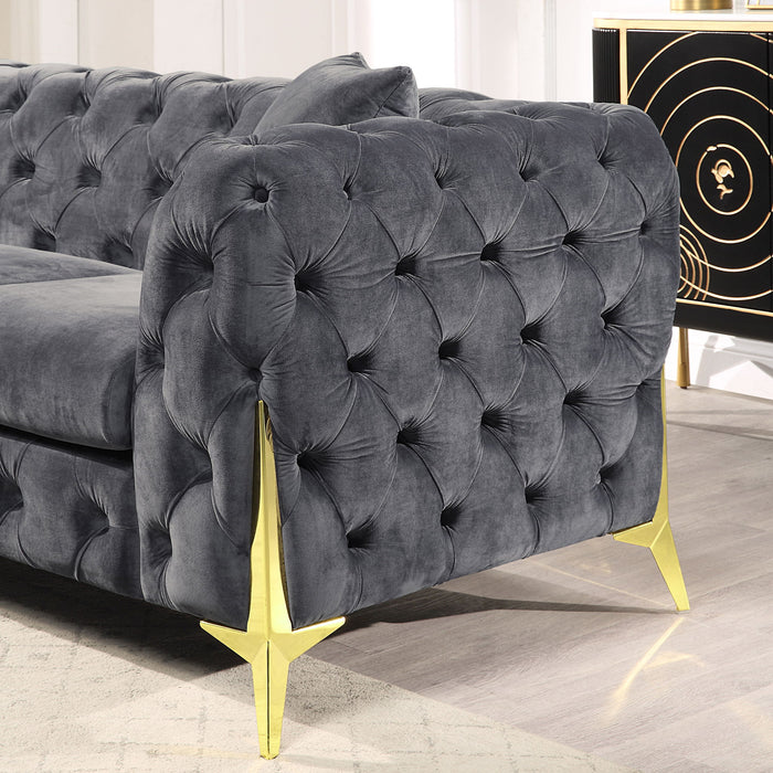 Accent Chair With Diamond Button Tufting, Matching Throw Pillow Home Essentials