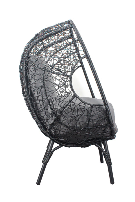 Patio PE Wicker Egg Chair Model 3 With Black Color Rattan Gray Cushion