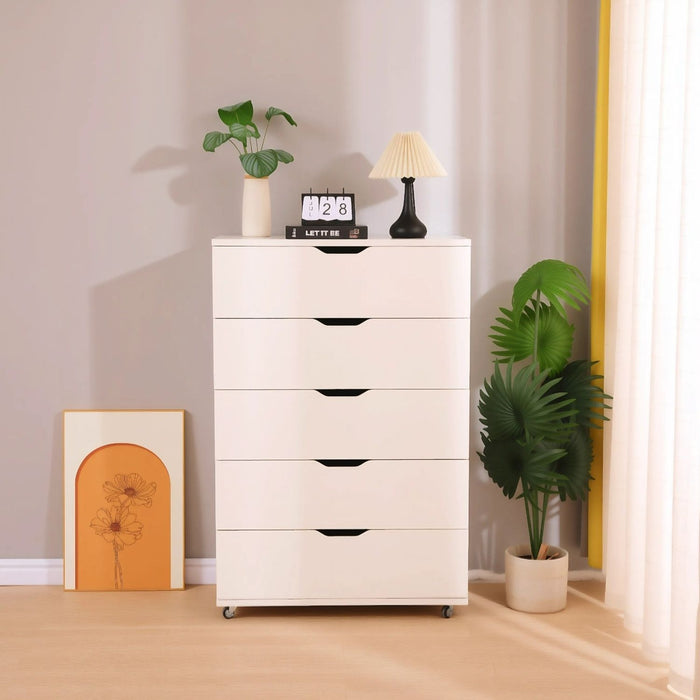 Modern 5 Drawer Dresser With Wheels Home Essentials