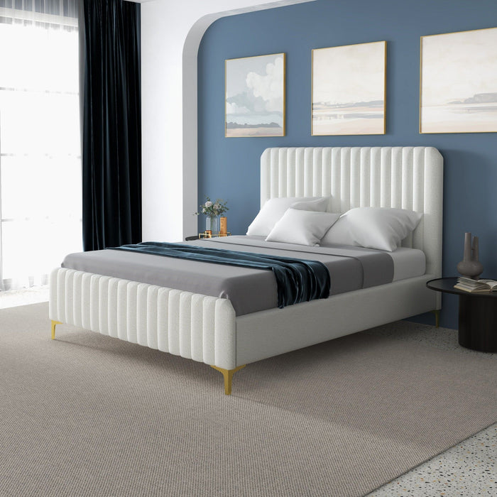 Valery - Queen Size Platform Bed - Cream Ashcroft Furniture