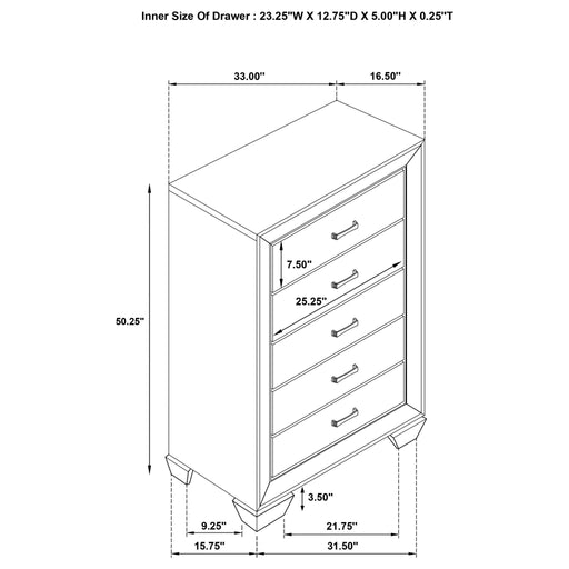 Harrison - 5 Drawer Bedroom Chest - Taupe Furniture Max